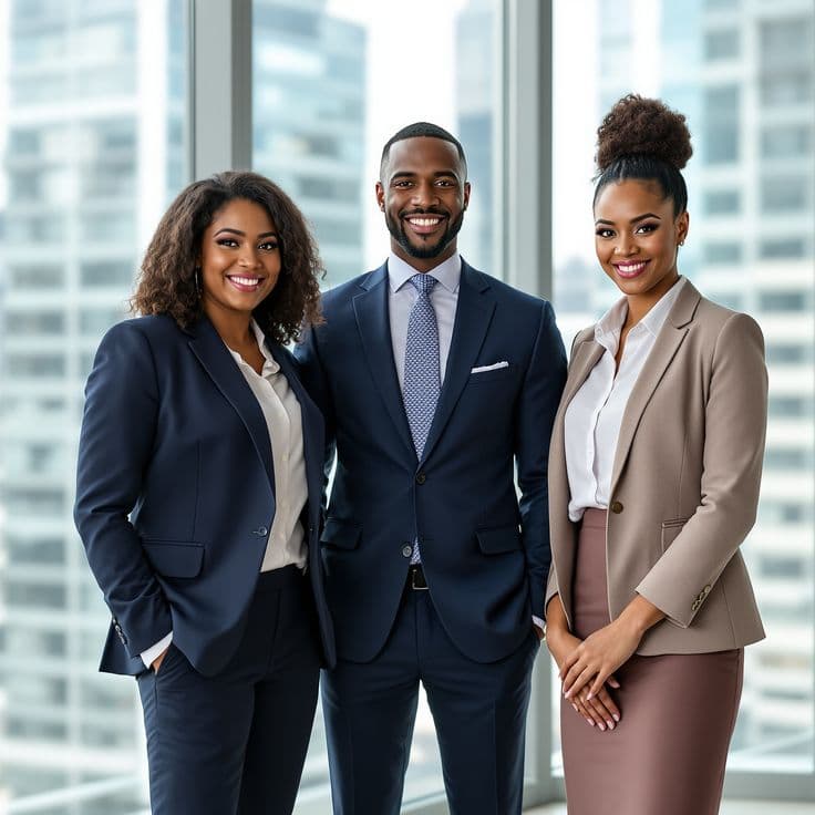 Entrepreneurs souriants prêts à développer leur entreprise